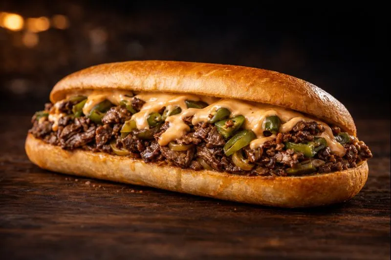 4-Corners Cheesesteak with peppers and garlic aioli